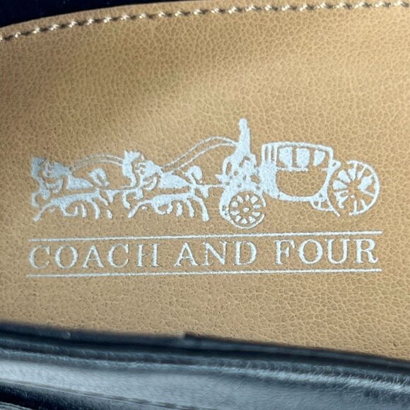 Coach And Four Womens Black Faux Leather Slip On Bow Metal Tips Size 6.5 Flats - Picture 10 of 10